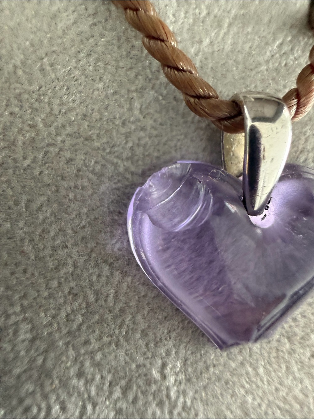 Lalique Lavender Heart Crystal Pendant Necklace - Picture 7 of 8